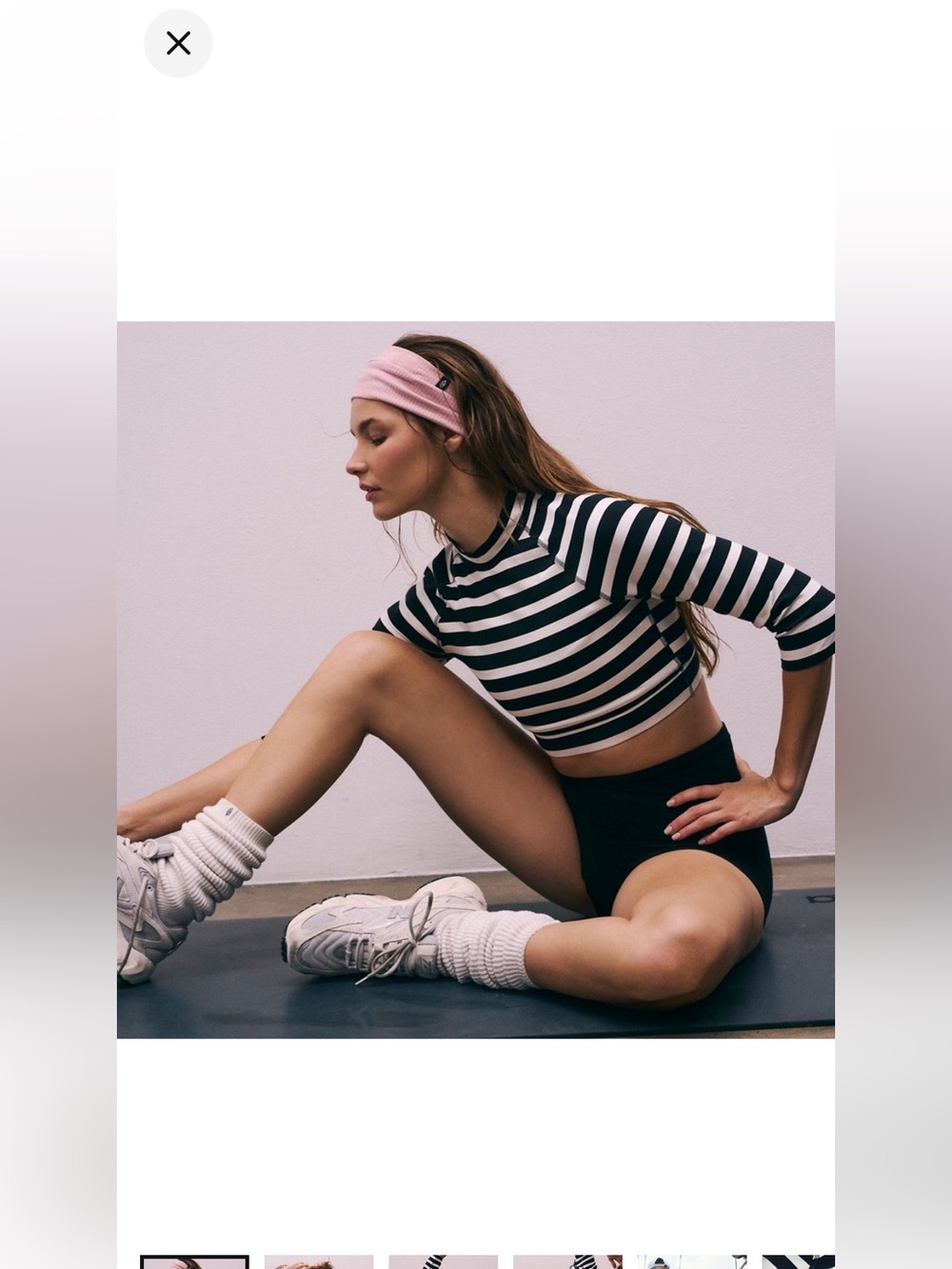 FP Movement by Free People Black and White Striped Long Sleeve Crop Tee